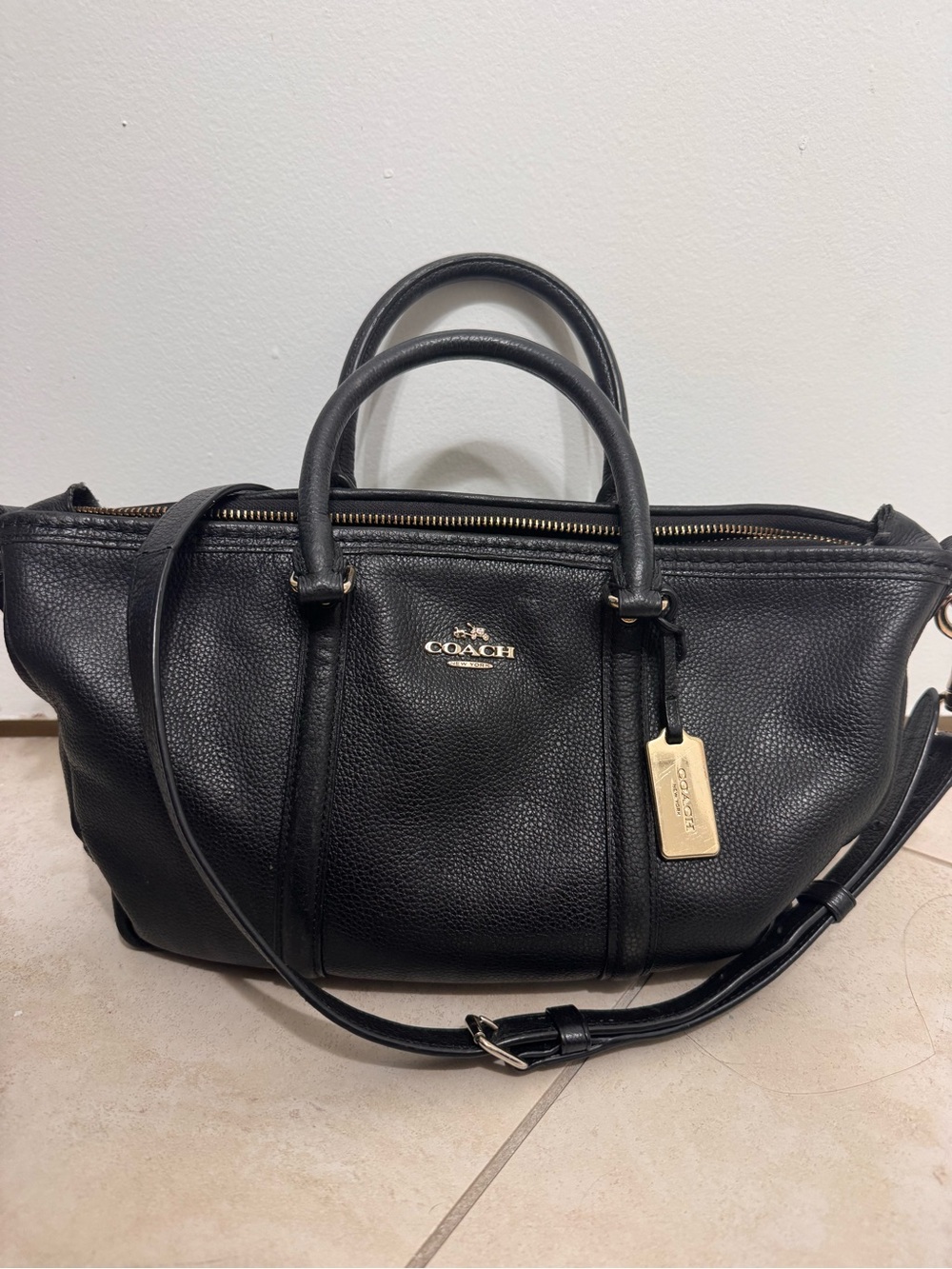 Coach Black Pebbled Leather Satchel